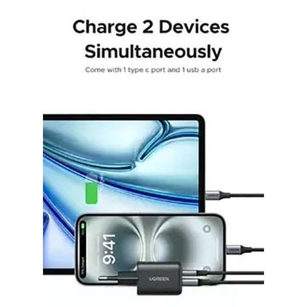 Фото - Мережевий зарядний пристрій UGREEN X514 USB-C+USB 20W GaN Fast Charger Black (65737)